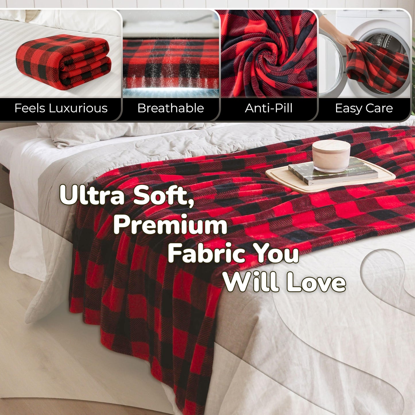 Super Blanky Wearable Blankets for Women, Comfy Wearable Blanket Men, Cozy Gifts for Women, Dorm Room Essentials, Graduation Gift for Her Girlfriend, Gifts for Wife Birthday Gift Ideas, Red Checkered