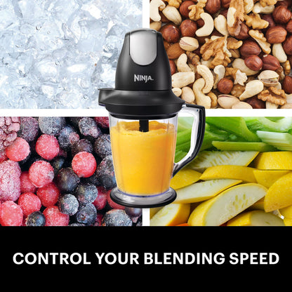 Ninja QB900B Master Prep Food Processor Blender with 48 oz Pitcher & 16 oz Chopping Bowl, Perfect for Frozen Blending & Chopping, 400 Watts, Dishwasher Safe, Countertop, Grey