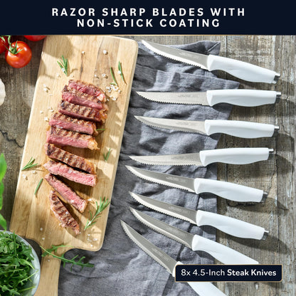 Home Hero Kitchen Knife Set with Sharpener - High Carbon Stainless Steel Knife Block Set with Ergonomic Handles (20 Pcs - Acrylic Black)