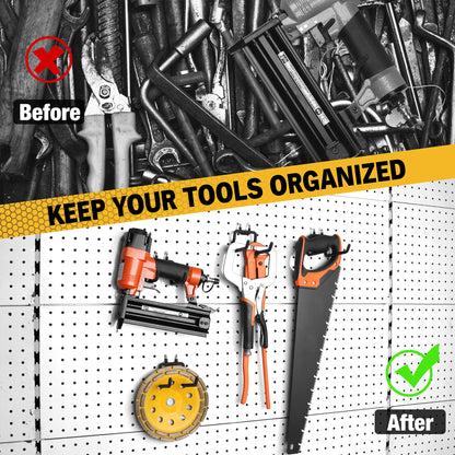 ELEAD 4-Piece Flat Pegboard Hooks, Peg Board Organizer Accessories for Hanging, Fit 1/4" Pegboard, Peg Board Tool Hangers for Garage Kitchen Workbench