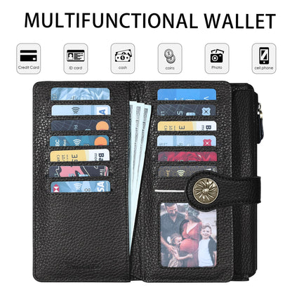 Travelambo Women's Wallet RFID Blocking Trifold Clutch Large Capacity Credit Card Holder Travel Purse