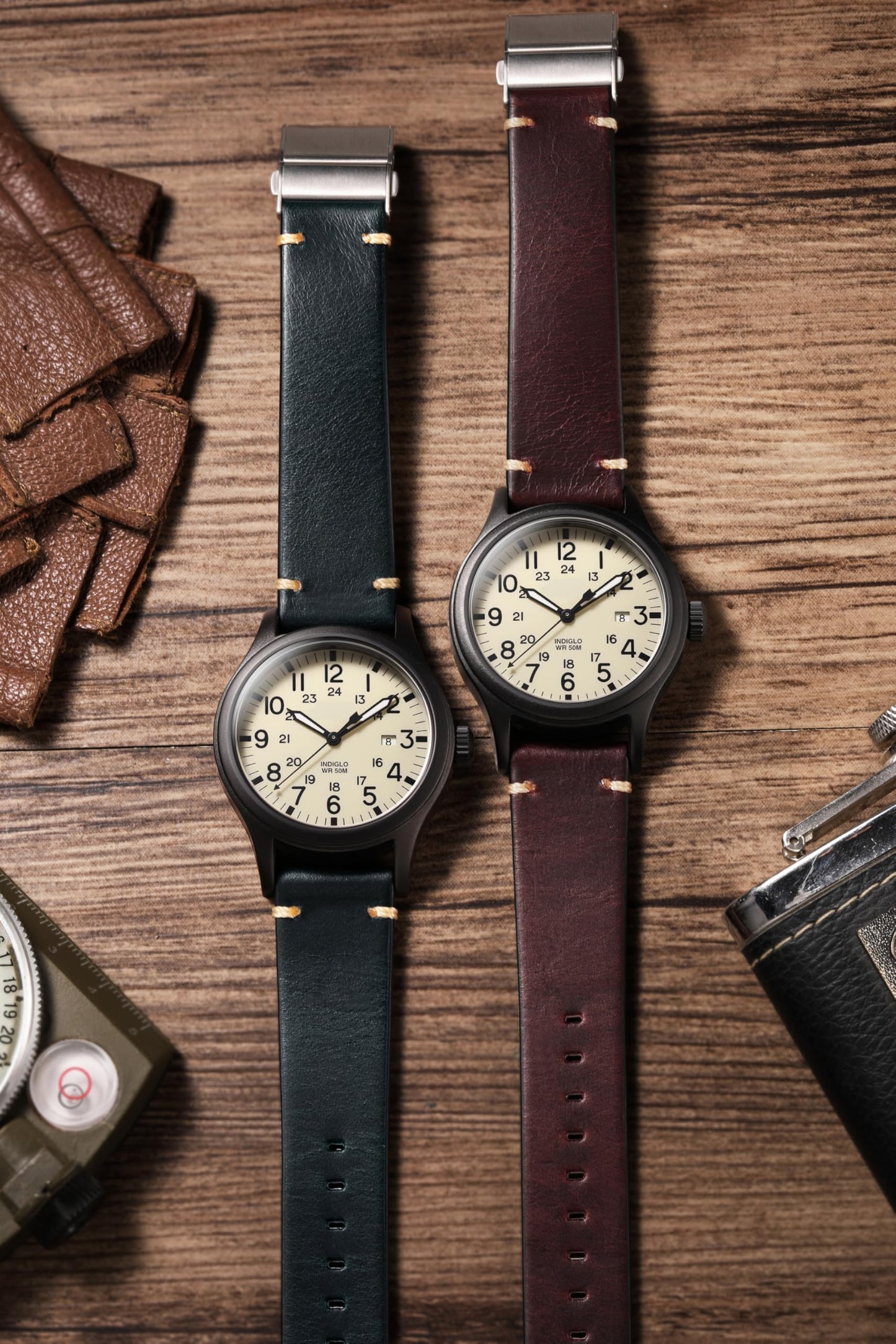 Getalia leather Watch Band Foldover Clasp Retro Oil wax Genuine Leather,18mm 19mm 20mm 21mm 22mm Quick Release Replacement Watch Straps for Men and Women (Wine Red Width-20mm)