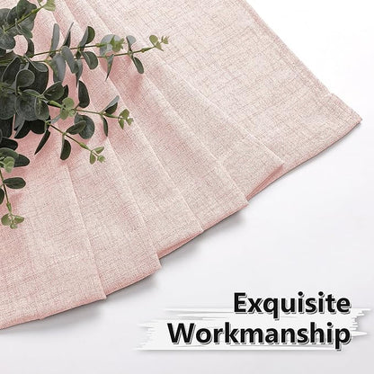 Tollpiz Linen Tier Curtain Rod Pocket Semi Sheer Half Kitchen Curtains Burlap Light Filtering Thick Linen Drape for Bathroom, 30 x 36 inches Long, Pink, Set of 2 Panels