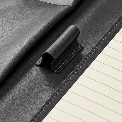 Gallaway Leather Genuine Leather Zippered Portfolio Organizer, Executive Business Binder Padfolio for Men and Women, Holder for Notebook Planner,Resume,Documents,Cards and iPad (Black)