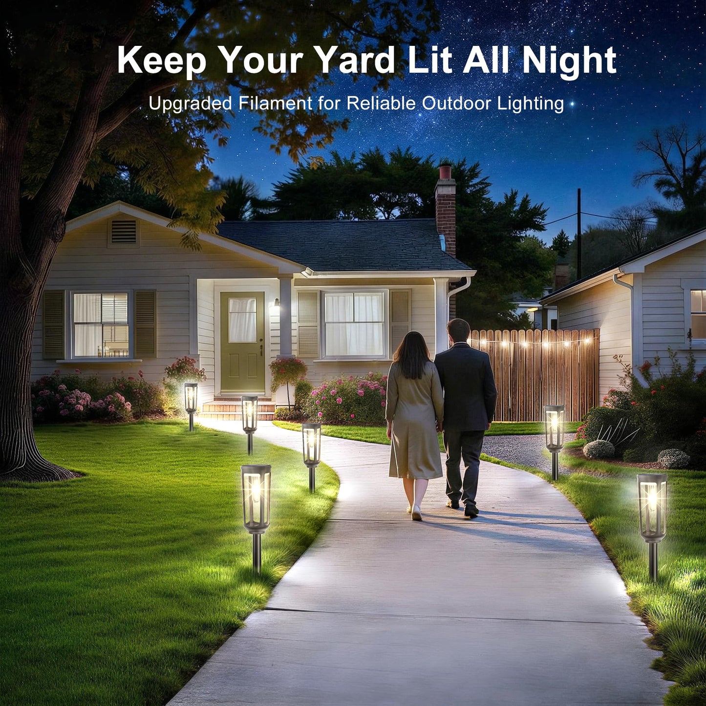 JEJOT Solar Pathway Lights Outdoor Waterproof IP65, 8 Pack Cool White Solar Walkway Lights, Auto On/Off Outdoor Light for Lawn Garden Patio Driveway Decor Landscape Lighting