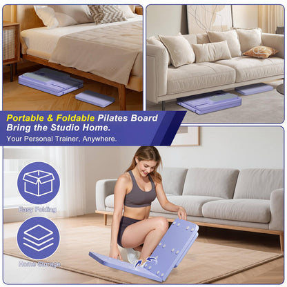 Pilates Reformer Board for Home Workouts, Foldable Pilates Machine with Timer & Resistance Bands, Full Body Workout Equipment for Core Training, Abs, Legs & Glutes