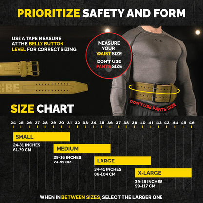 Tribe Lifting 5mm Premium Weight Lifting Belt - 100% Genuine Leather - Comfortable Squat & Deadlift Belt - Workout Belt for Men & Women (Green, Medium)