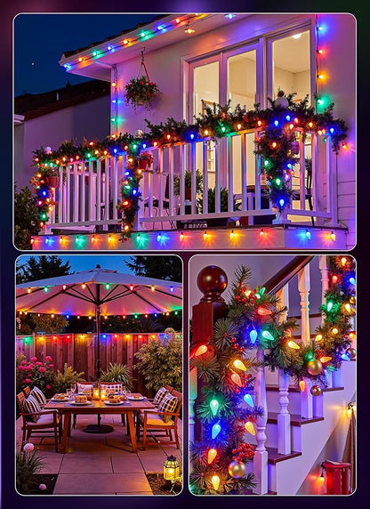 C9 Outdoor Christmas Lights, 72 FT 110 LED C9 String Lights, 8 Modes & Timer Connectable Waterproof for Christmas Tree light Indoor Outdoor Roofline Patio Outside Yard Holiday Xmas Decor, Multicolor