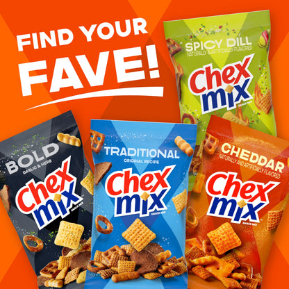 Chex Mix Cheddar Snack Mix, Savory Snack Bag, Family Size, 13.5 oz