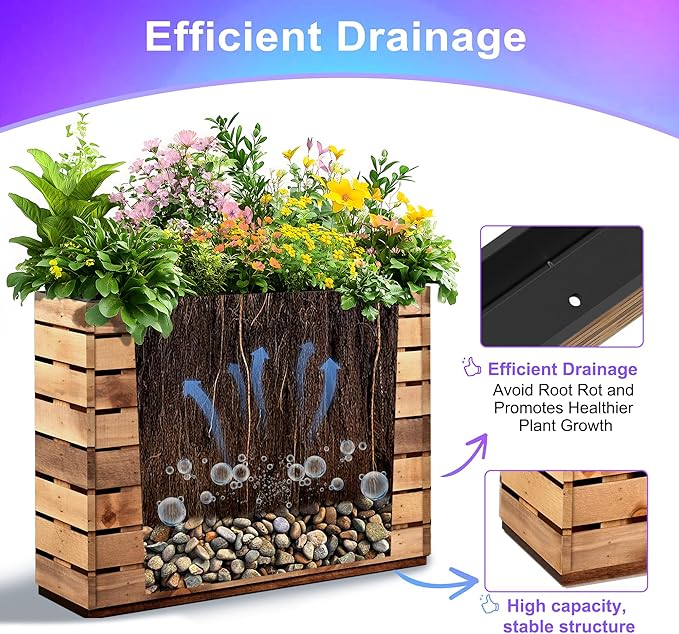 Tall Metal Planter, 9" W×25.6" H Large Rectangular Planter Box for Outdoor or Indoor, All-Weather Durable Plant Box with Drainage Holes & Removable Shelf for Patio, Porch, Garden, Trees, Flowers