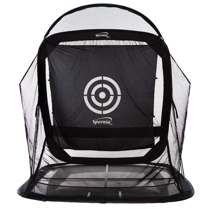 Spornia SPG-7 Golf Practice Net - Automatic Ball Return System W/Target Sheet, Two Side Barrier (with Roof)
