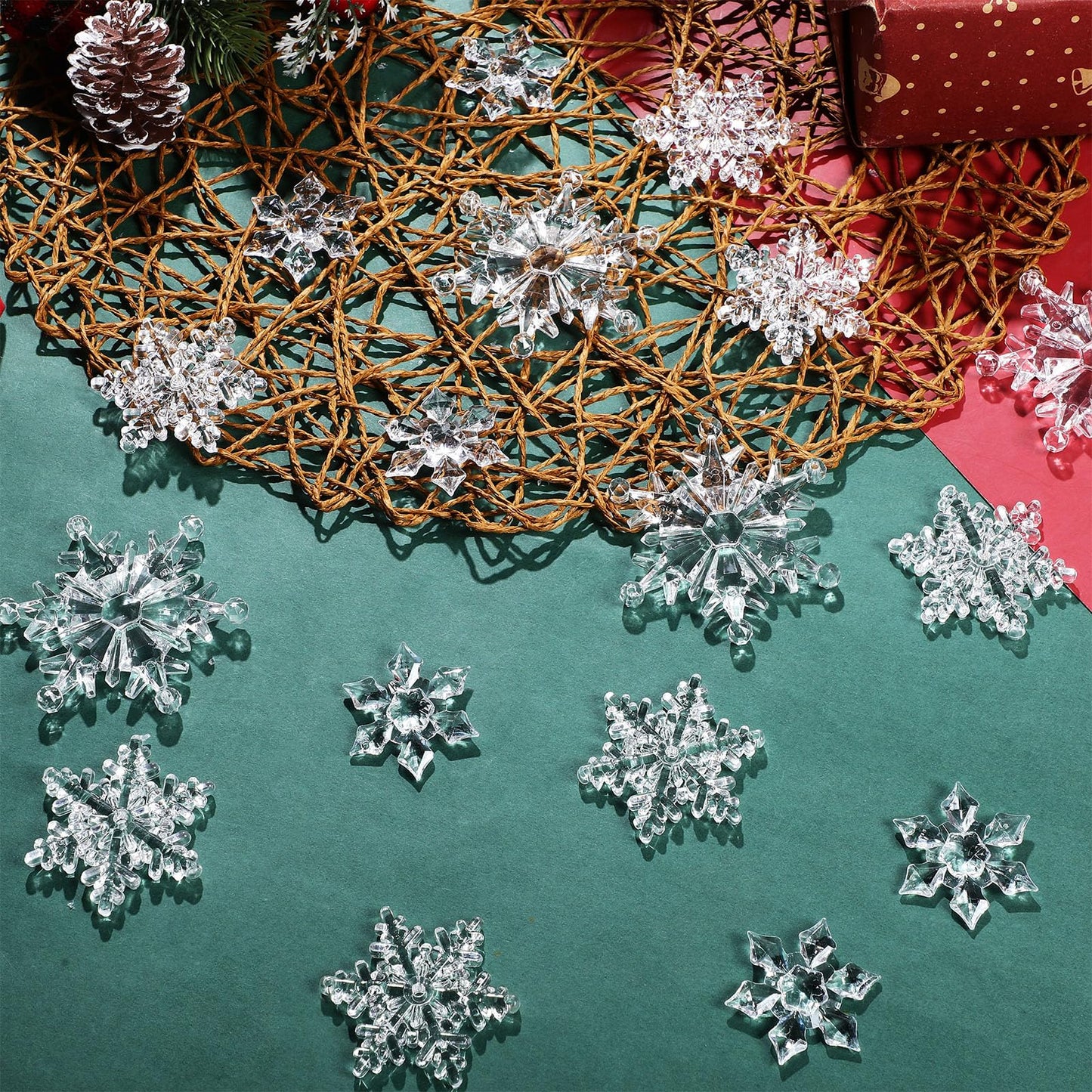 Boao 35 Pieces Christmas Snowflakes Ornaments DIY Acrylic Snowflakes Crystal Xmas Tree Pendant Winter Hanging Snow Theme Decoration(Clear)