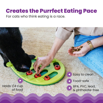 Catstages Buggin' Out Puzzle & Play, Interactive Treat Puzzle Cat Toy 13 in x 9.5 in, Green