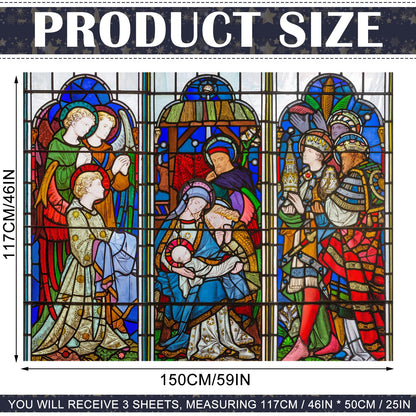 Spiareal Christmas Window Clings Nativity Decorations Reusable Non Adhesive Sticker Vinyl Religious Holiday and Door Decor Decals for Home Xmas (46.06 x 59.06 Inch)