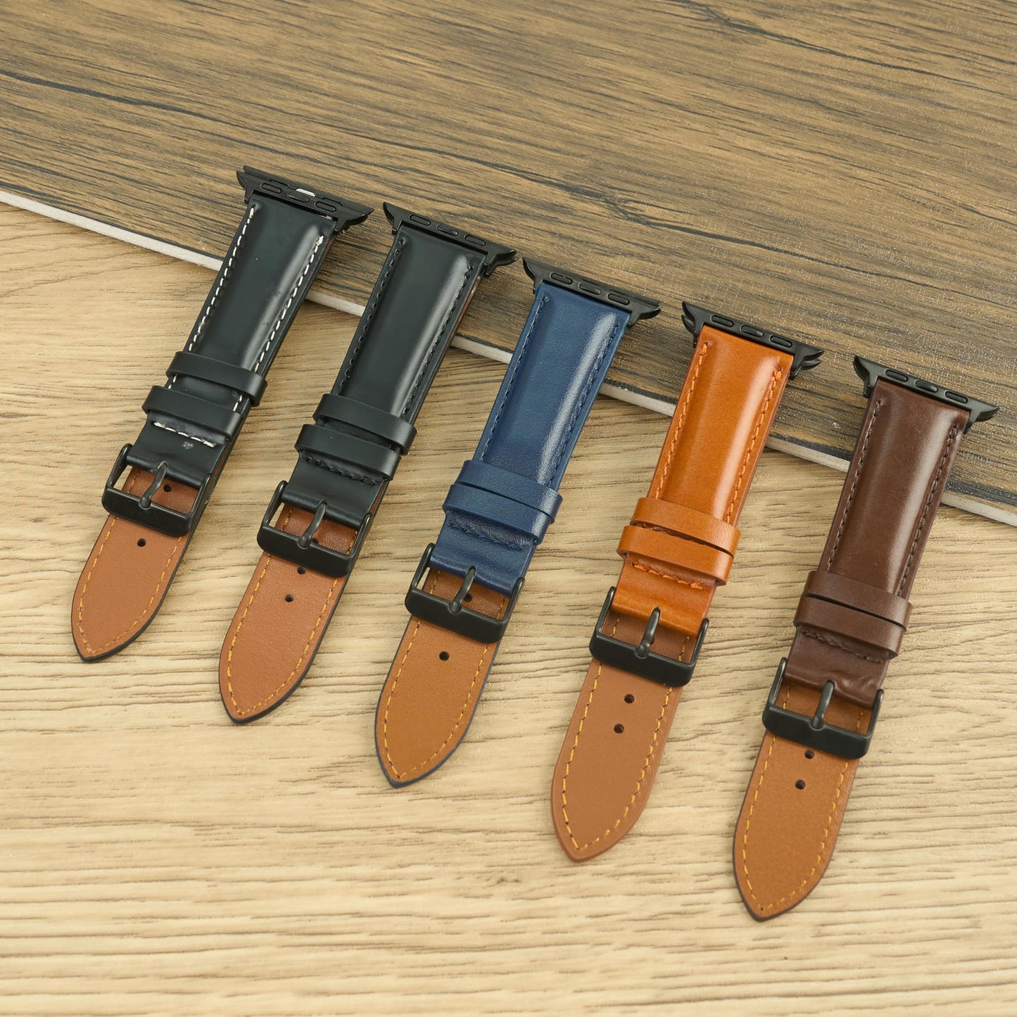 Black Full Grain Leather Watch Strap Compatible for Apple Watch Bands With 49mm 46mm 45mm 44mm 42mm Iwatch Men Handmade Replacement Band For Smartwatch Series 11 10 9 8 7 6 5 4 3 2 1 SE Gift Vintage AW-201-DE-LL