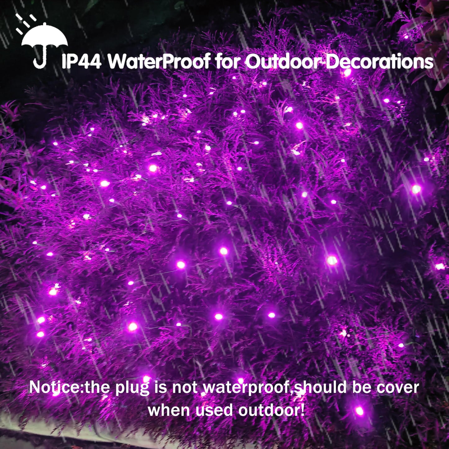 HISHINY Halloween Lights Outdoor,100LED 5ftx5ft Purple Net Lights with Connectable, Waterproof,UL Certified and Durable Green Wire Design for Bushes,Trees, Outdoor Indoor Party Decorations(Purple)