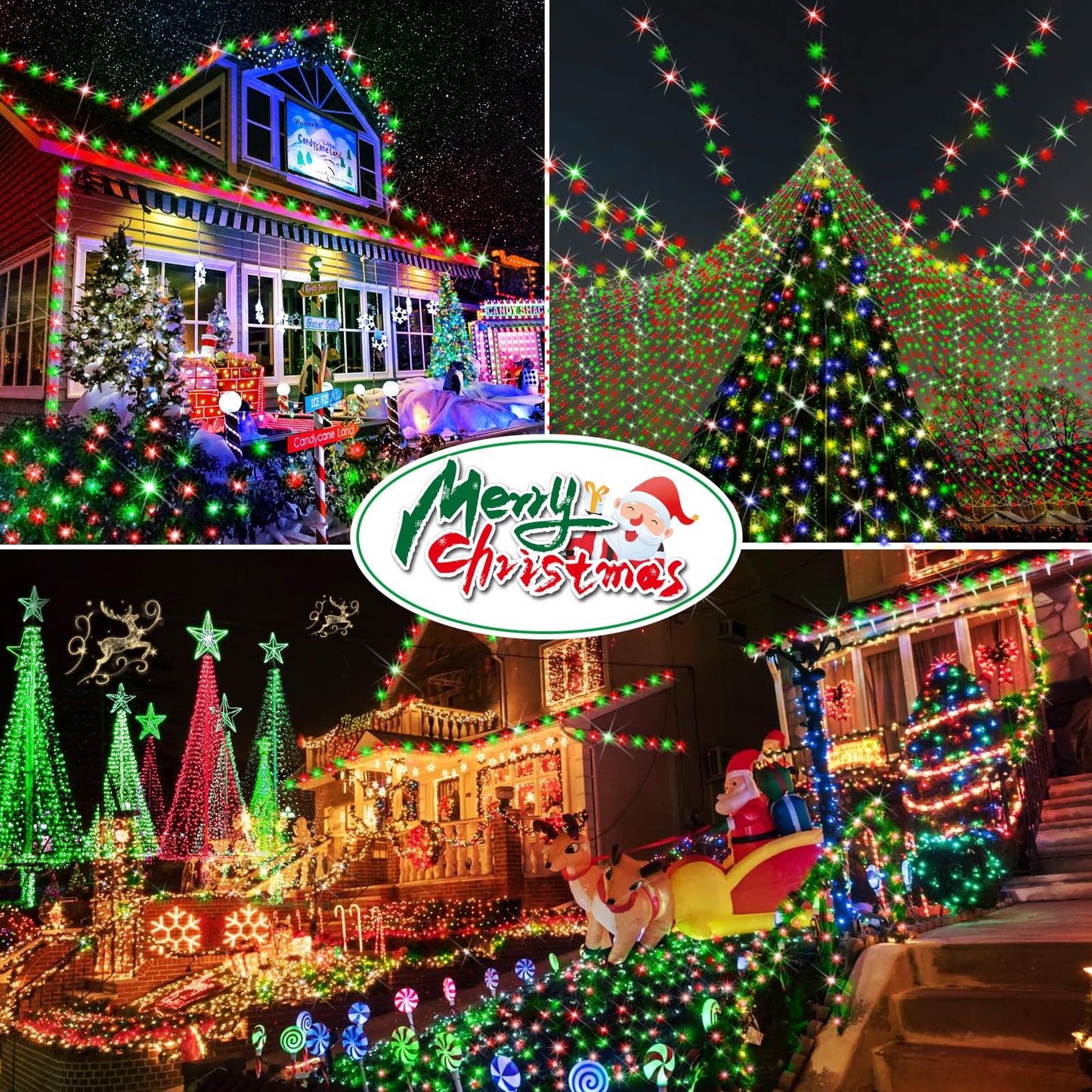 Hezbjiti 2 Pack 1000 LED 403 FT Christmas String Lights Outdoor, 8 Lighting Modes IP44 Waterproof Fairy Lights with Timer and Dimmable Function for Party Tree Decorations (Red+Green, Clear Wire)
