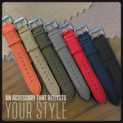 Alpine Cordura Fabric Watch Band | Water-Resistant Canvas Quick Release Watch Strap | Grey Adjustable Watch Band for Men & Women | 22mm Replacement Watch Band for Regular & Smart Watches
