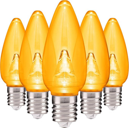 HLO Lighting Smooth C9 Christmas Lights | Yellow LED Bulbs for Indoor & Outdoor Christmas Decor | Set of 25