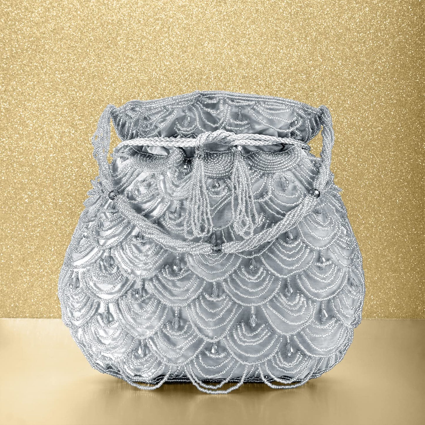 Aheli Potli Bags Gift for Women Evening Bag Clutch Ethnic Bride Purse with Drawstring