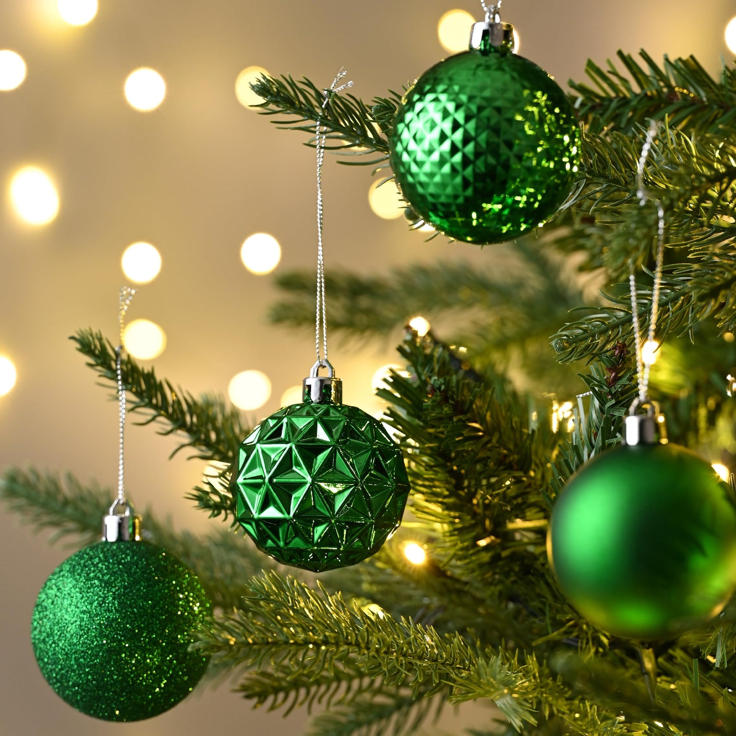 Valery Madelyn Christmas Tree Decorations Ornament Set, 50ct 2 Inches Emerald Green Shatterproof Christmas Ball Ornaments Hanging Xmas Holiday Party Decor