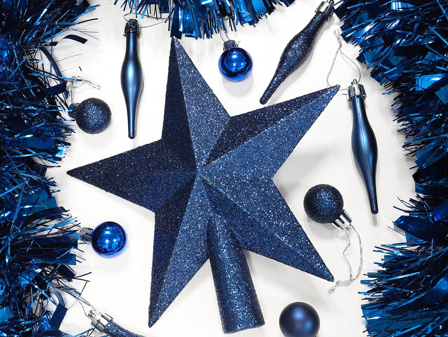 Christmas Concepts® 20cm Glitter Tree Top Star Decoration – Christmas Tree Topper/Ornament (Midnight Blue)