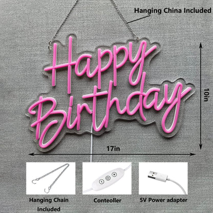 Happy Birthday Neon LED Night Light Can Be Used For Birthday, Wedding, Anniversary, Christmas, Home Decoration Party Backdrop Light, Best Gift For Family Friends Children