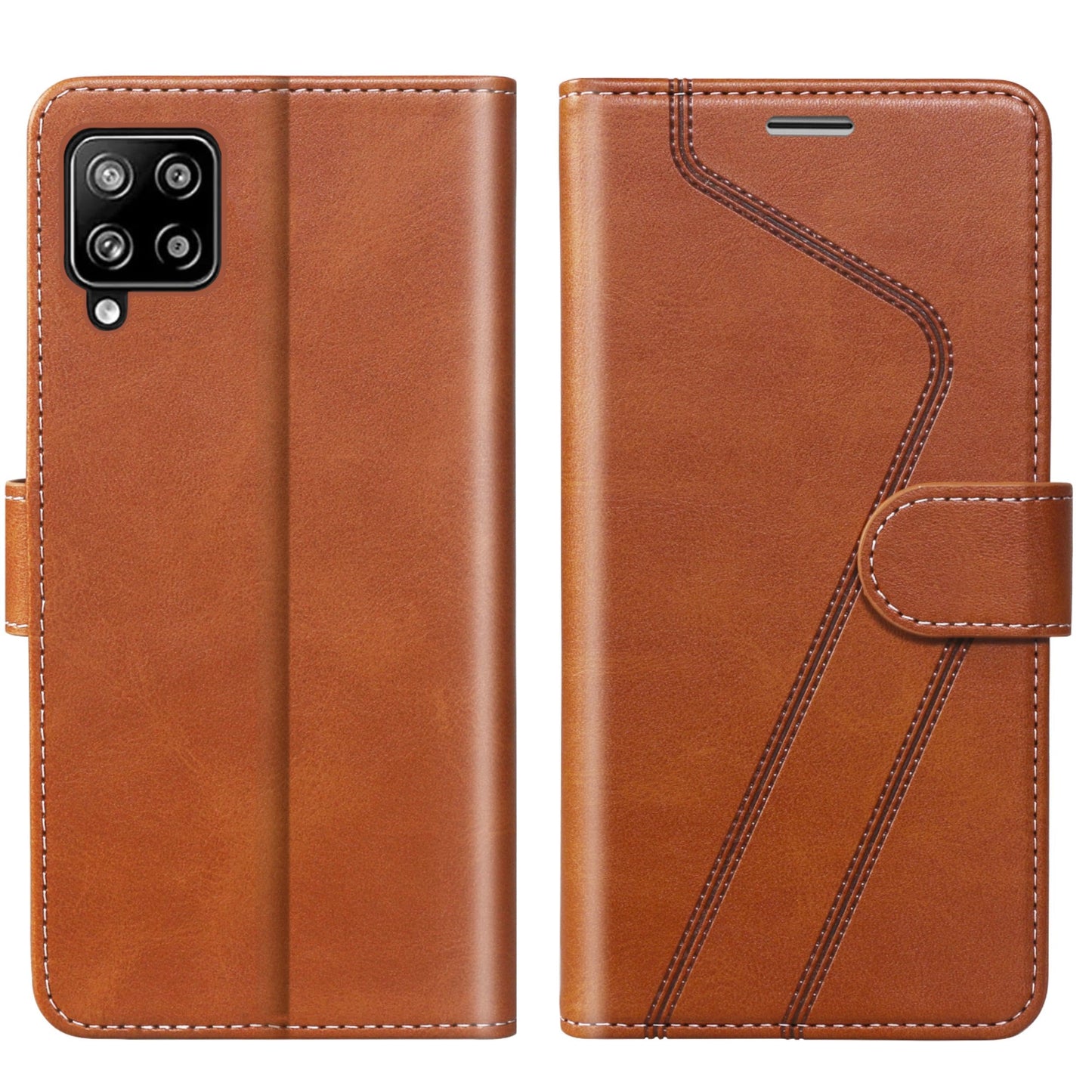 CIVICASE for Samsung Galaxy A42 Wallet Case,Premium Leather Flip Case [RFID Blocking] Credit Card Holder Folio Magnetic Stand TPU Shockproof Cover Color Matching for Samsung A42 (6.6") Brown