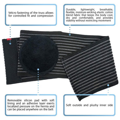 ORTONYX Umbilical Hernia Belt for Men and Women / 6.25" Abdominal Binder With Hernia Support Pad/Post-Surgical Belly Band - Black OX5241-3XL Plus Size