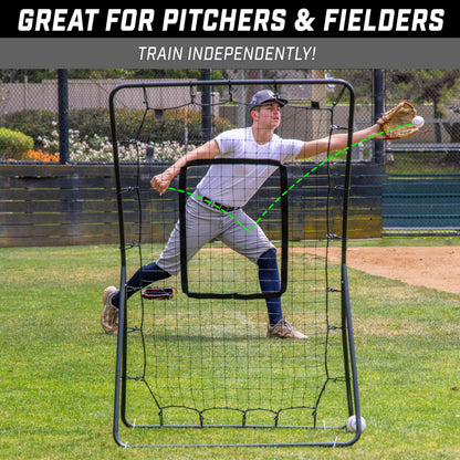 GoSports 5 x 3 ft Baseball & Softball Pitching and Fielding Rebounder - Pitch Back Return Net with Strike Zone