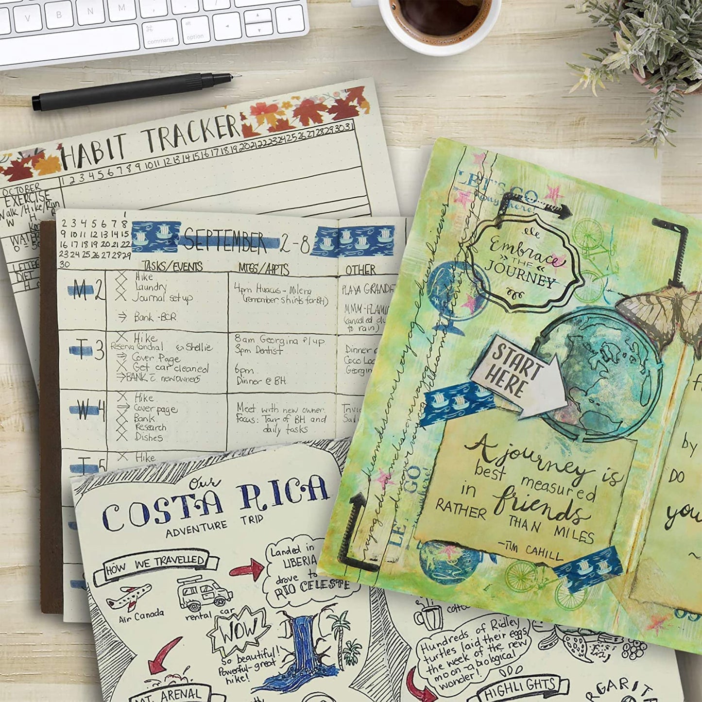 Wanderings A5 Travelers Notebook – Refillable Genuine Leather Journal – 6" x 8.5" (15 x 22cm) – Handcrafted Crazy Horse Leather – 120 GSM Blank Inserts – Travel Journal