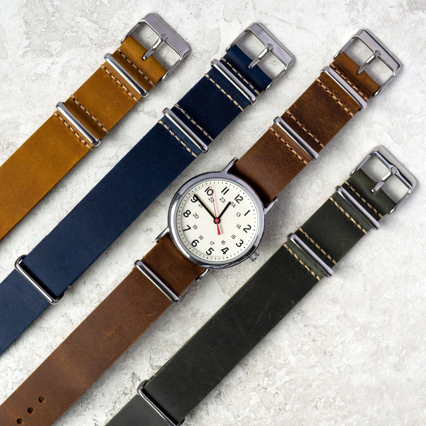 Benchmark Basics Leather Watch Band - Crazy Horse Oiled Leather One-Piece Watch Straps for Men & Women - Choice of Color & Width - 18mm, 20mm, 22mm or 24mm (24mm, Oxblood)