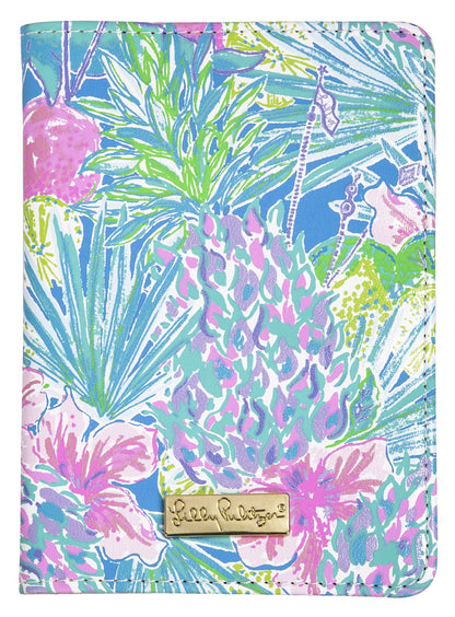 Lilly Pulitzer Vegan Leather Passport Holder, Cute Passport Cover, Travel Wallet with Credit Card Slots, Swizzle In
