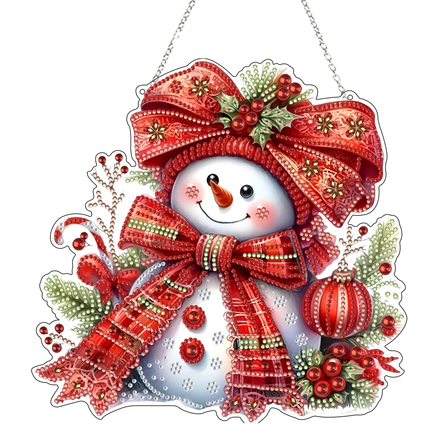 Diamond Art Hanging Kit for Adult,Special Shaped Rhinestone,DIY Acrylic Diamond Art Painting Window Pendants Home Garden Wall Hanging Kits Hanging Ornament,Double Sided. (Christmas Snowman)