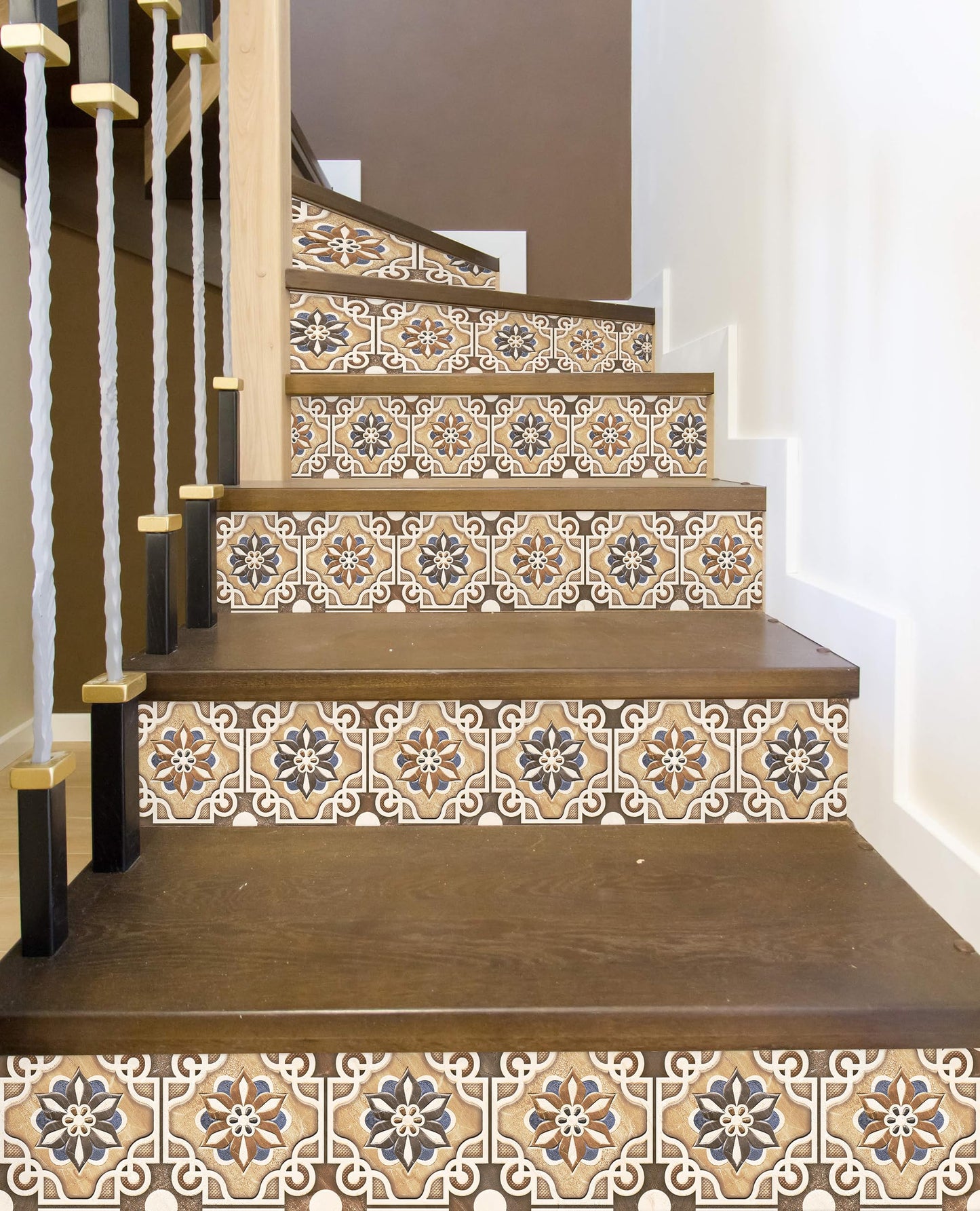 AMAZING WALL Talavera Spanish Bohemian Tiles Style Stairs Self Adhesive Decoration Wall Sticker Set