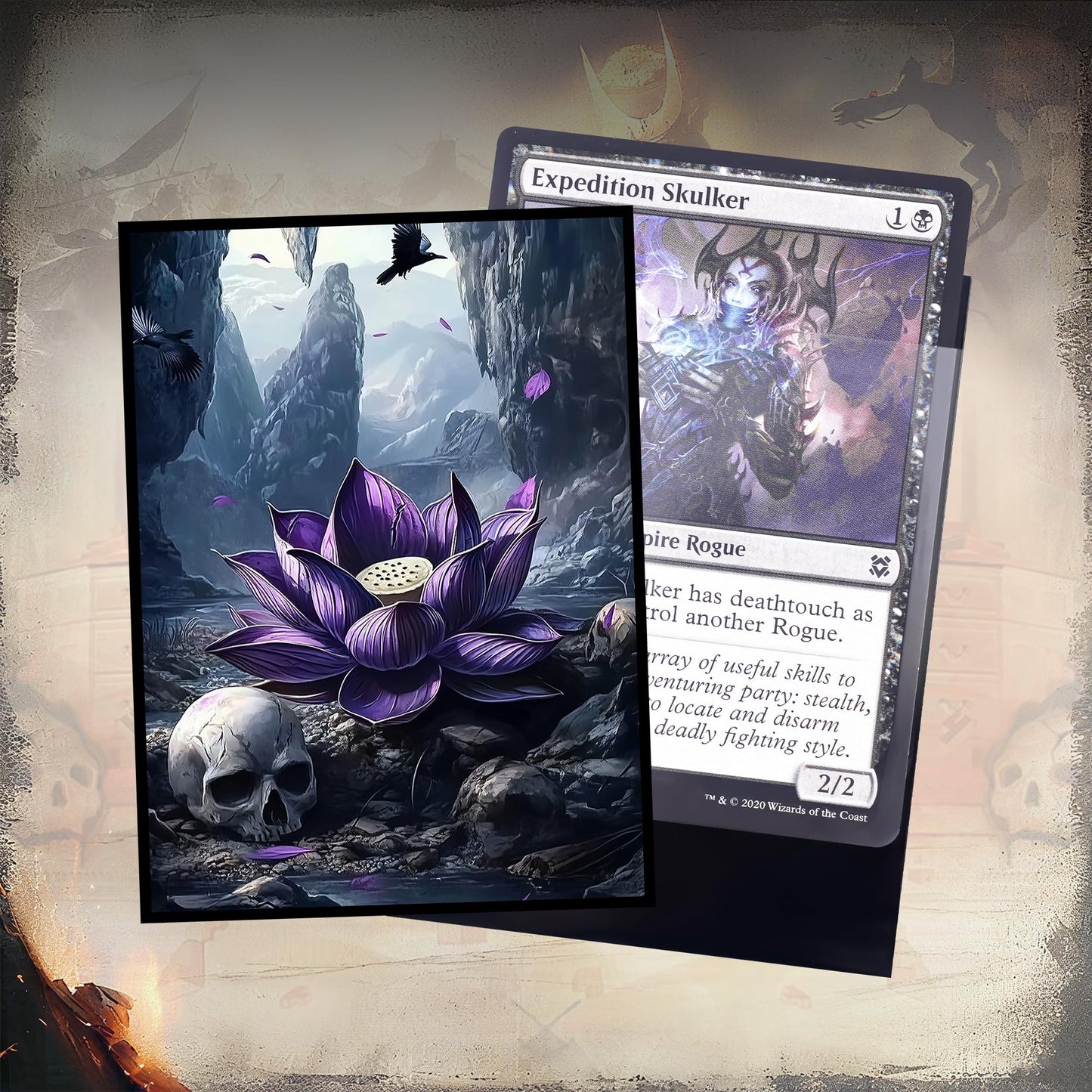 Kabinka MTG Card Sleeves - 100 Standard Size Pack Clear Front & Matte Finish Back with Lotus, Premium Sleeves for Magic The Gathering TCG