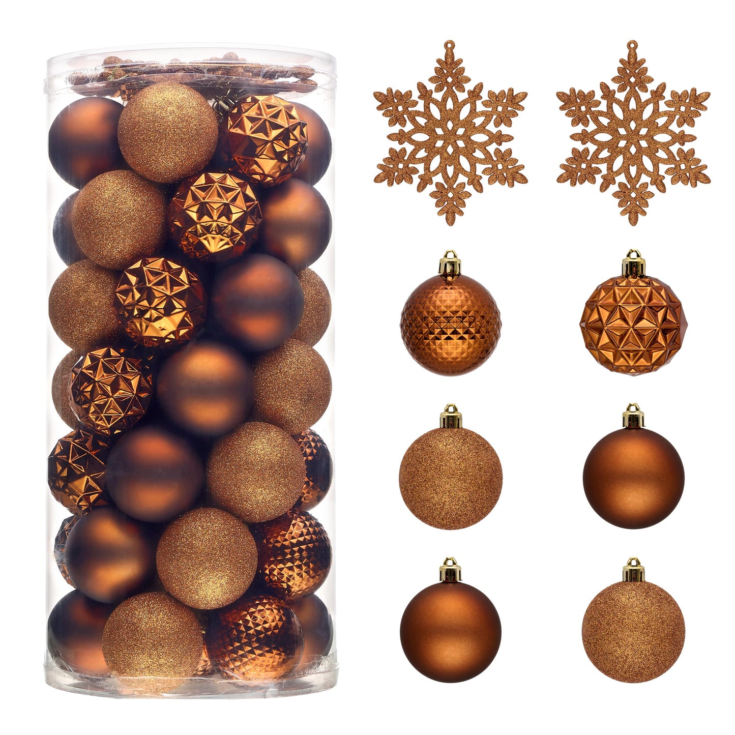 Valery Madelyn Christmas Tree Decorations Ornament Set, 50ct 2 Inches Bronze Copper Brown Shatterproof Christmas Ball Ornaments Hanging Xmas Holiday Party Decor