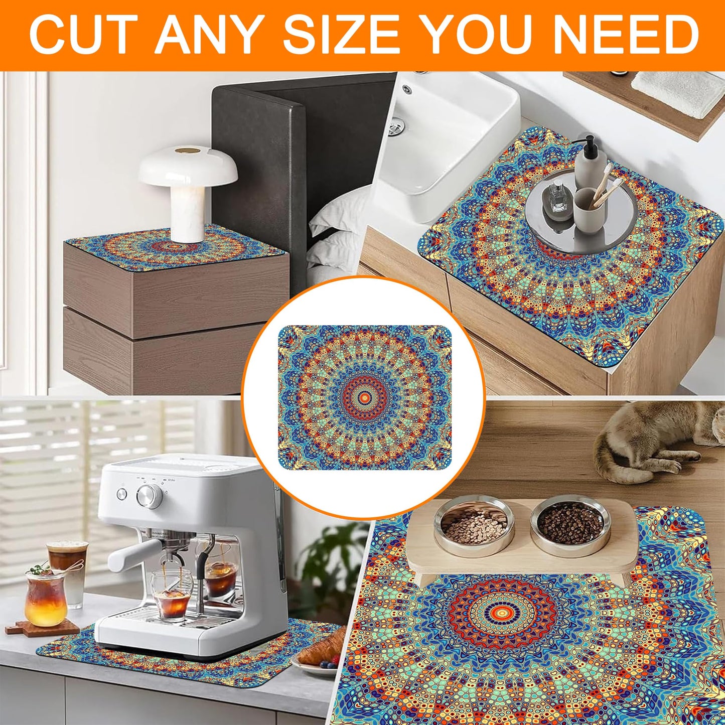 Boho Mandala Flowers Dryer Top Protector Mat,Dust-proof Washer and Dryer Covers For The Top,Non-slip Washing Machine Dust Cover Pad for Laundry Room Home Decor,23.6"x19.7"