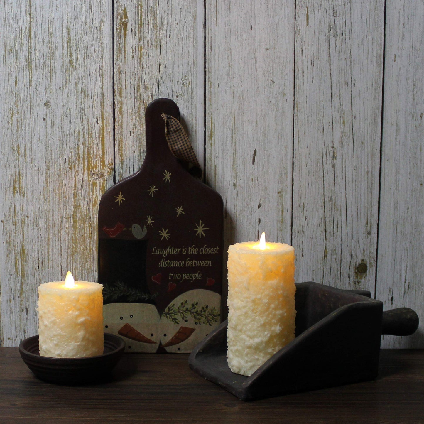 CVHOMEDECO. Rustic Textured Flameless Battery Operated LED Pillar Candles with Timer and Remote Control, Farmhouse Real Wax Flickering Dancing Flame Lights, H 6 & 4 Inch, Set of 2, Ivory