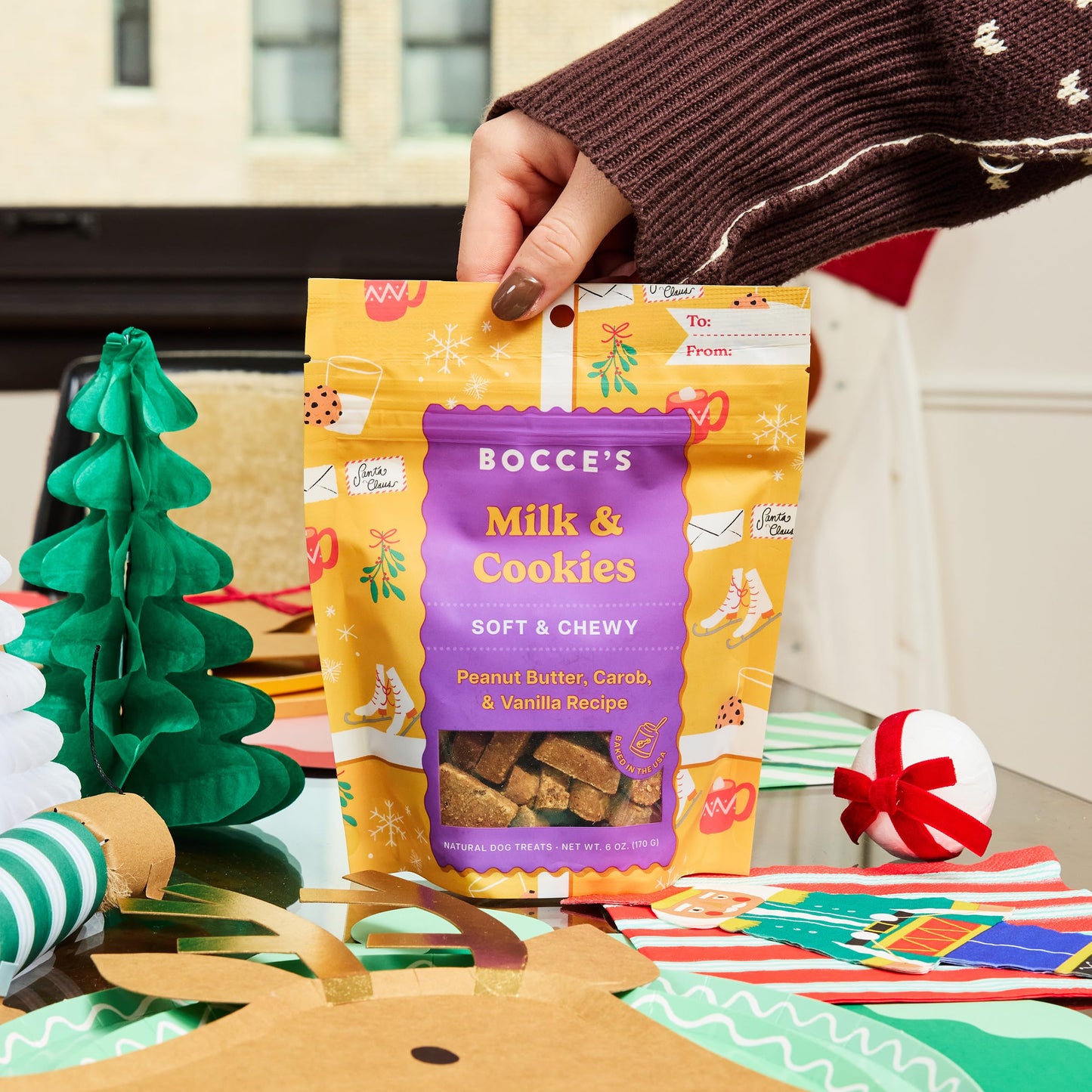 Bocce’s Bakery Holiday Soft & Chewy Bundle Dog Treats, All-Natural Wheat-Free Christmas Dog Treats, 6 oz (Pack of 3)