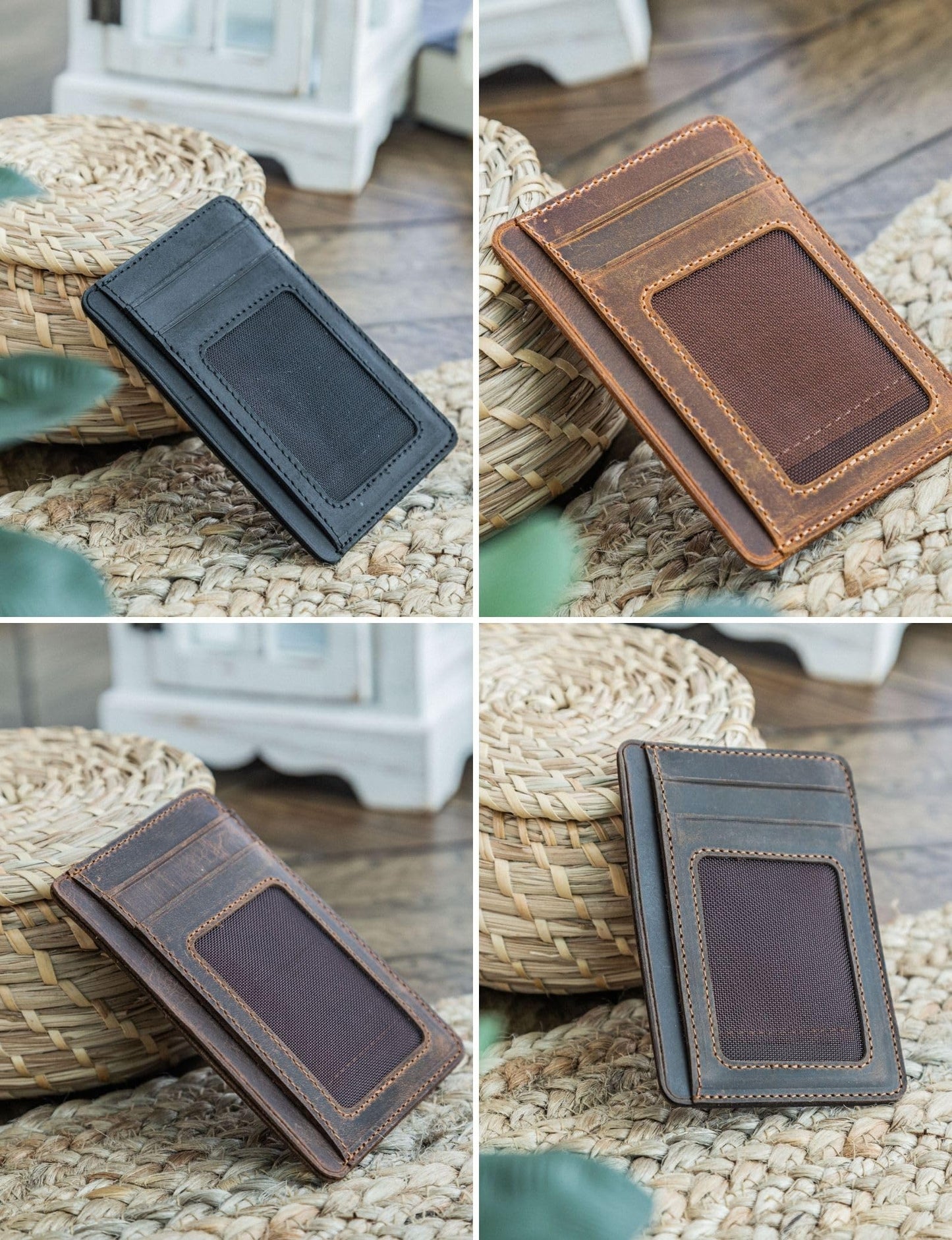 Handcrafted Genuine Leather Wallets, Minimalist Cardholders, and Passport Covers, Handmade Gift Camel Windowed Cardholder