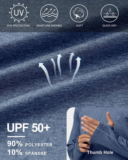 Roadbox UPF 50+ Fishing Shirts for Men Long Sleeve UV Sun Protection Hoodie Outdoor Hiking Shirts