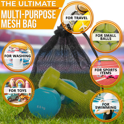 Mesh Bags Drawstring 5Pcs 11,8 х7.48'' – Strong, Lightweight, Breathable Mesh Bag with Quick-Dry and Tear-Resistant Design – Easy to Tighten and Adjust for Travel, Sports, Swimming, and Ball Storage