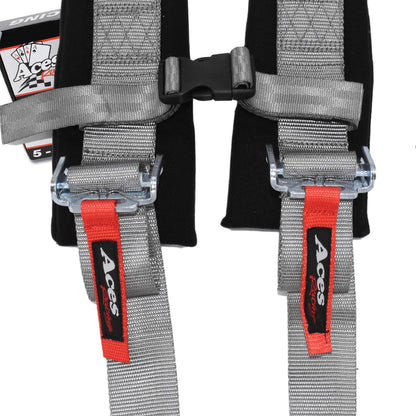 AAAA Aces Racing 5 Point Harness With 2 Inch Padding E4 Certified (Silver)