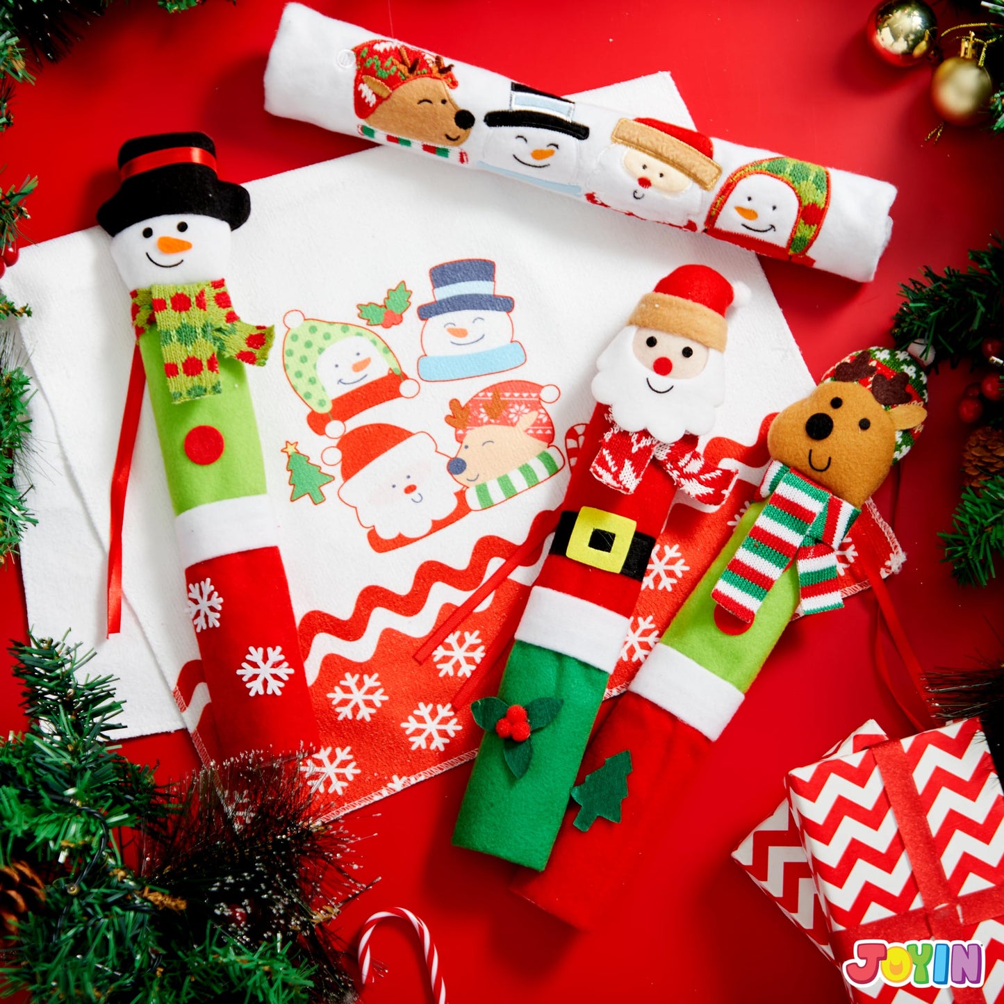JOYIN 5 Pieces Christmas Kitchen Appliance Handle Covers for Kitchen Refrigerator Microwave Oven Dishwasher Decoration, Xmas Indoor Décor, Party Favor Supplies.