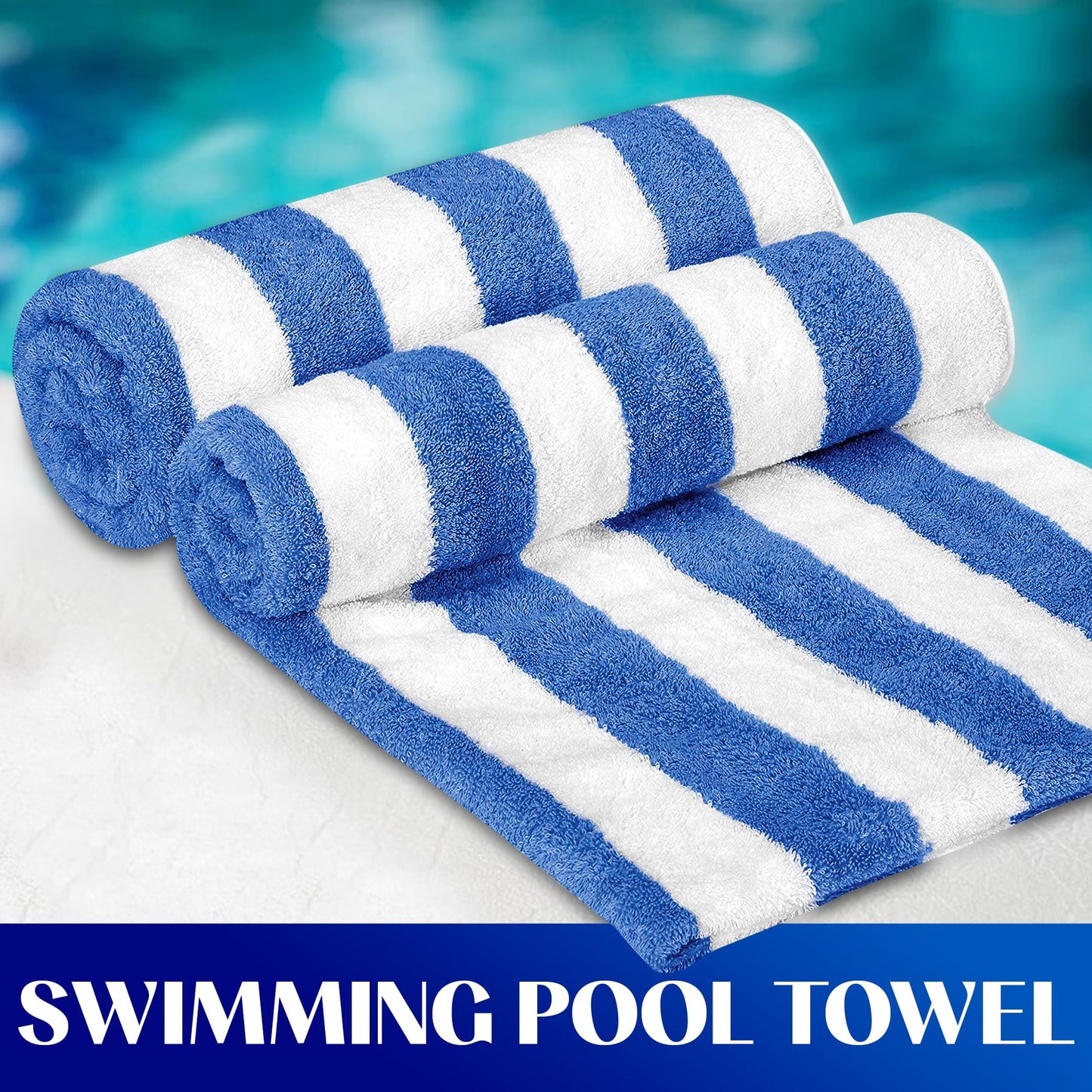 Bliss Casa Beach Towels — 4 Pack, 30 x 60 in — Premium Cotton-Rich Blend, Soft, Absorbent & Quick-Dry Pool Towels, Oversized Cabana Stripes Pool Towel