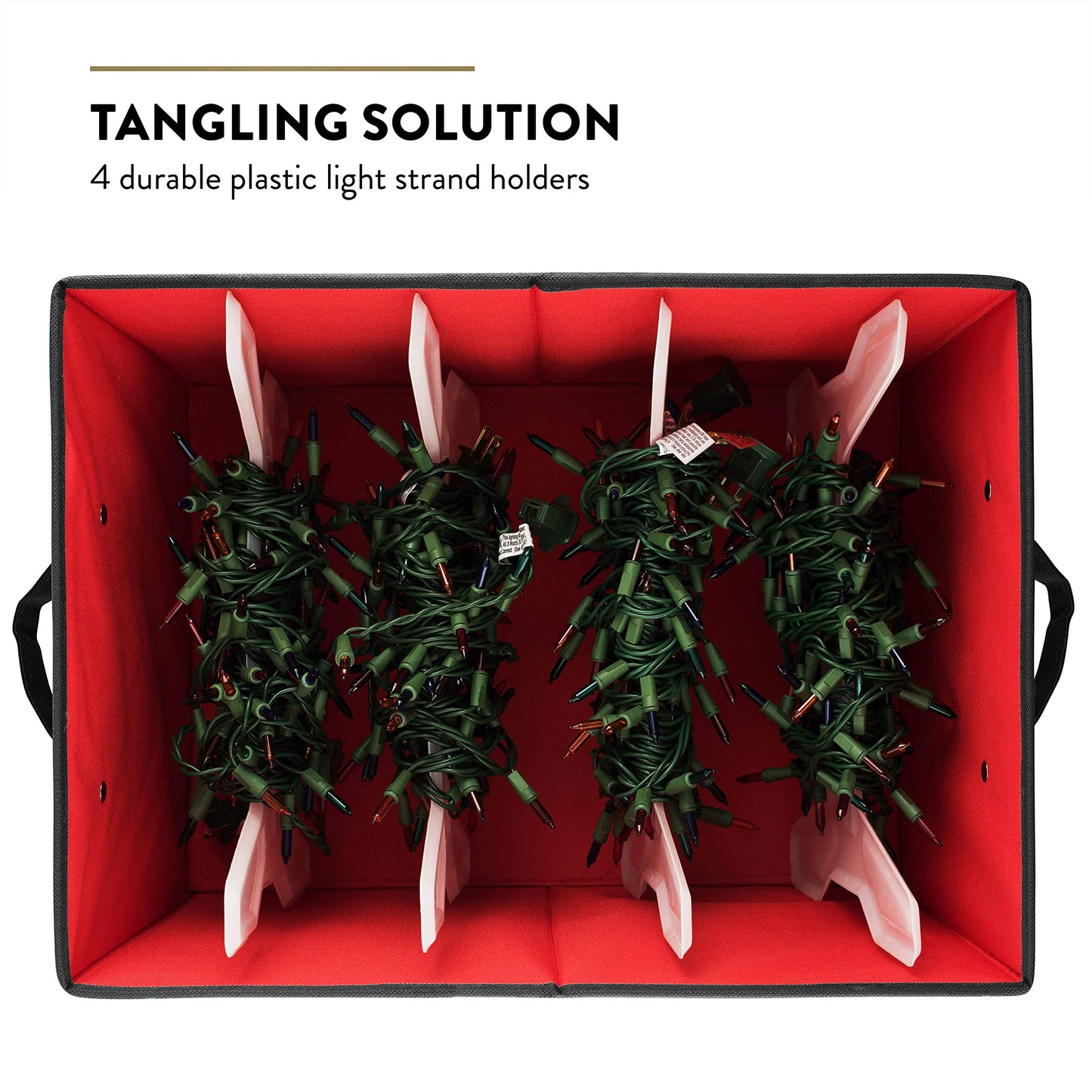 ZOBER Christmas Light Storage Reels - Christmas Light Organizer with 4 Plastic Wheels - Fits 200 Mini Lights Per Spool, Lights Storage - Strong & Durable Material - Stitched Reinforced Handles - Red