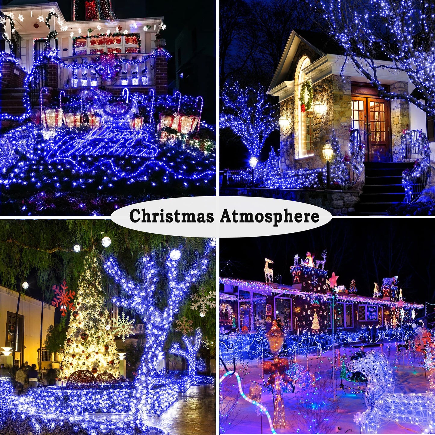 KNONEW 403ft 1000 LED String Lights Outdoor Christmas Light 8 Modes & Timer Fairy Lighting Plug in Waterproof for Xmas Yard Tree Wedding Party Holiday Decorations (Blue)
