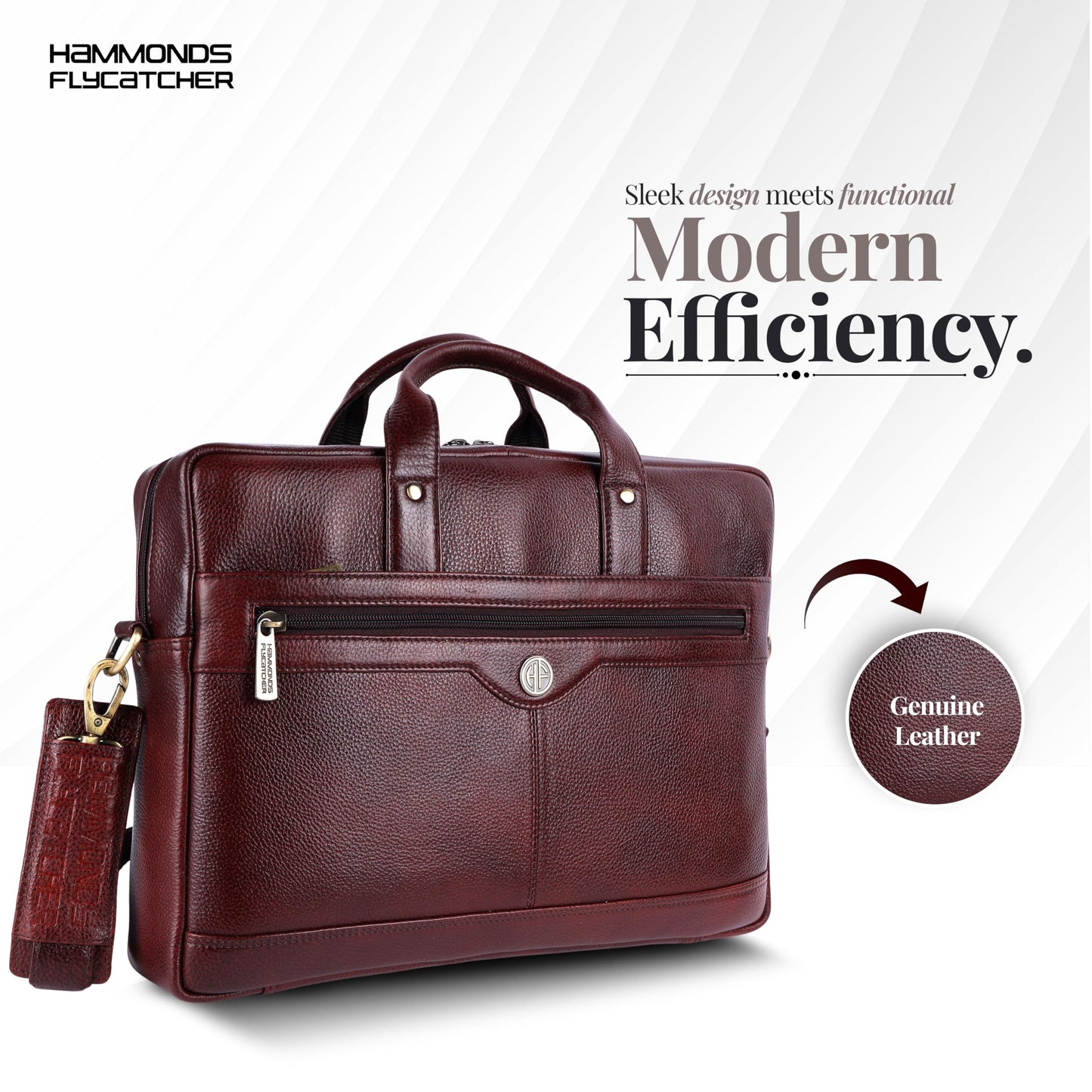 HAMMONDS FLYCATCHER Genuine Leather Executive Formal Office Bag, Shoulder Laptop Messenger Bag for Men, MacBook, Notebook Upto 16 Inch, Handbags with Shoulder Straps, Brown, LB138