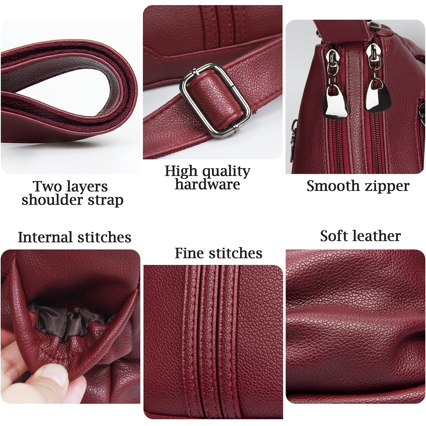 Women Soft PU Leather Shoulder Handbag Multi Pocket Crossbody Bag Ladies Medium Roomy Purses Fashion Tote Top Handle Satchel(Red)